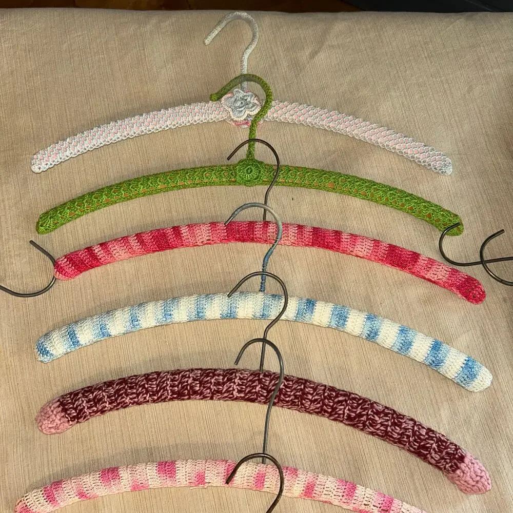 16 Vintage Wood Crochet Clothes Hangers cottage core farmhouse country non slip